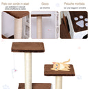 Albero Tiragraffi per Gatti con Topolino Appeso in Peluche Marrone 45x33x70 cm 