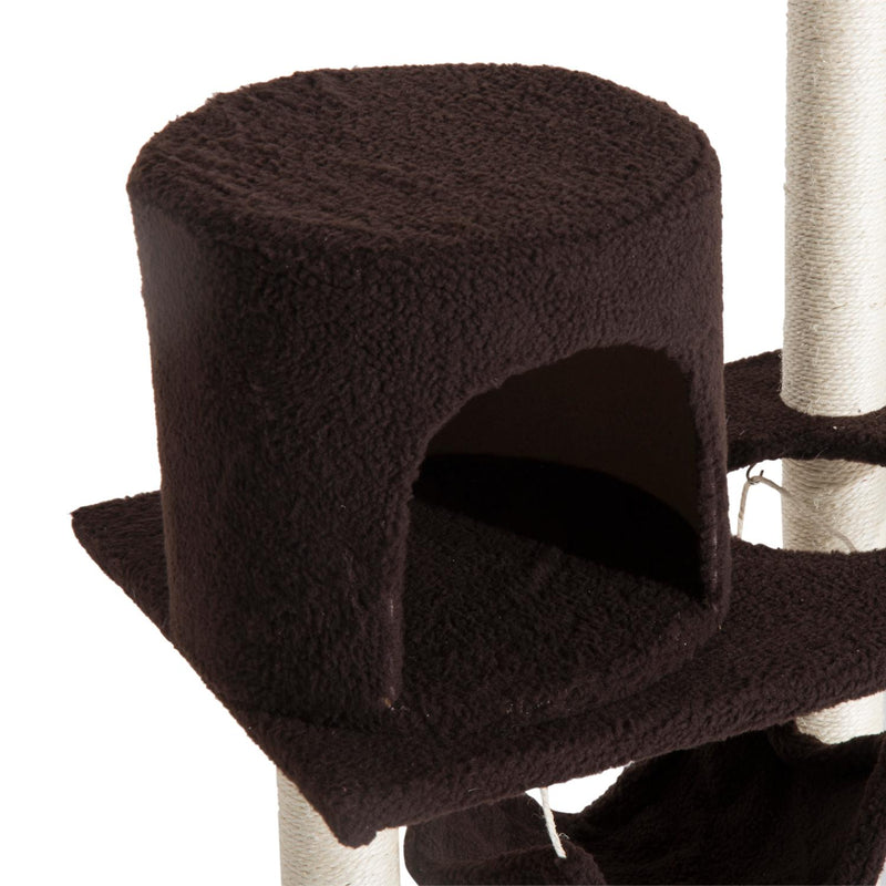 Albero Tiragraffi con Rivestimento in Pelle Marrone scuro 58x40x140 cm 