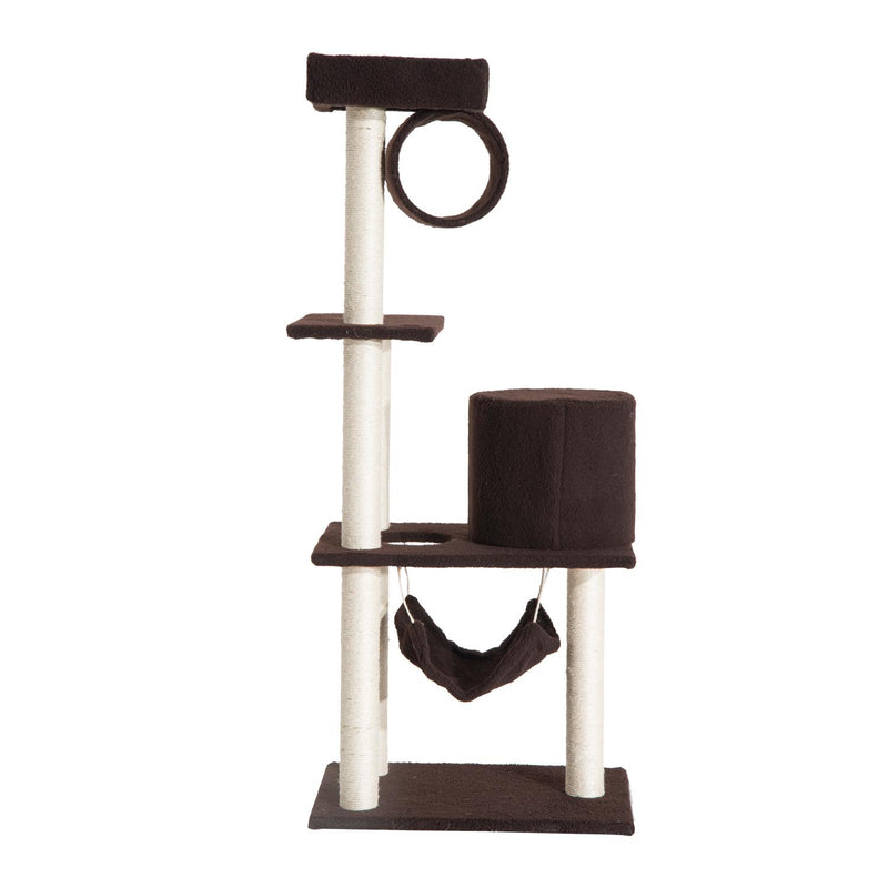 Albero Tiragraffi con Rivestimento in Pelle Marrone scuro 58x40x140 cm 