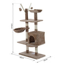 Albero Tiragraffi il Legno con Rivestimento Morbido Marrone chiaro 60x35x135 cm 