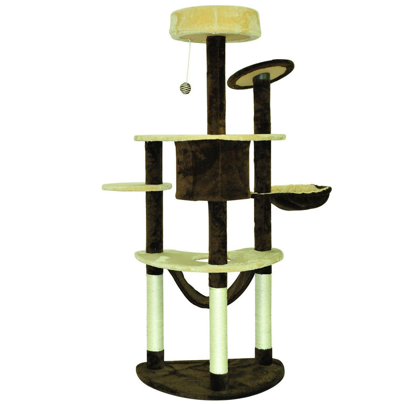 Albero tiragraffi per gatti Crema e Caffè 65x50x153 cm 
