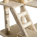 Albero Tiragraffi in Bambù con Morbido Peluche Beige 60x50x180 cm 