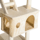 Albero Tiragraffi in Bambù con Morbido Peluche Beige 60x50x180 cm 