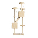 Albero Tiragraffi in Bambù con Morbido Peluche Beige 60x50x180 cm 