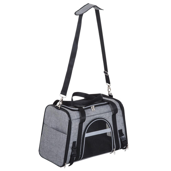 online Sac de Transport Pliant pour Chiens Chats avec Bandoulière en Tissu Oxford Gris 50x26,5x33 cm