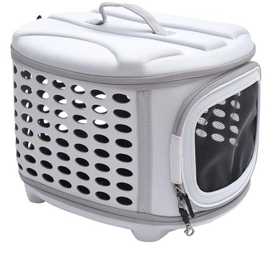 Trasportino per cani pieghevole in EVA grigio chiaro 46x37x31 cm 