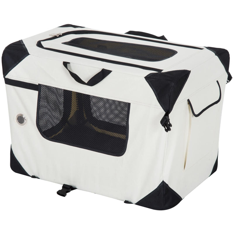 Trasportino per Cani e Gatti Pieghevole Crema nero 70x52x52 cm 