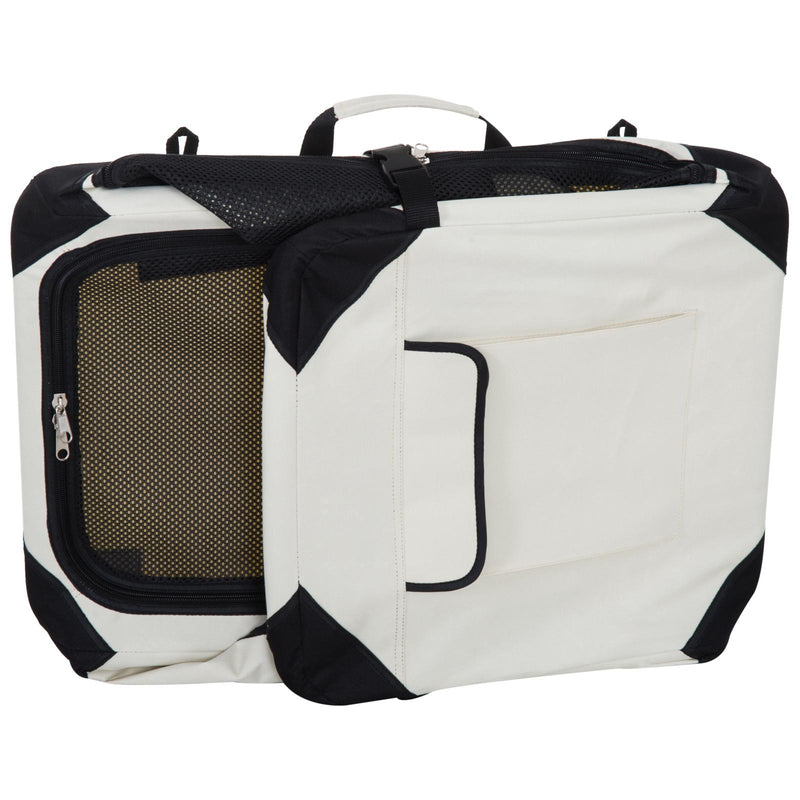 Trasportino per Cani e Gatti Pieghevole Crema nero 70x52x52 cm 