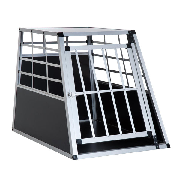 Boîte Cage pour Transport Chiens Alliage d'Aluminium Noir Argent 65x91x69 cm sconto