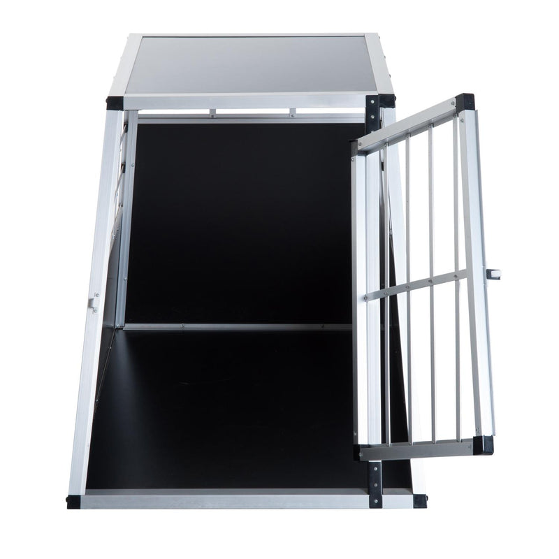 Gabbia Box per Trasporto Cani Lega d'alluminio Nero argento 65x91x69 cm 