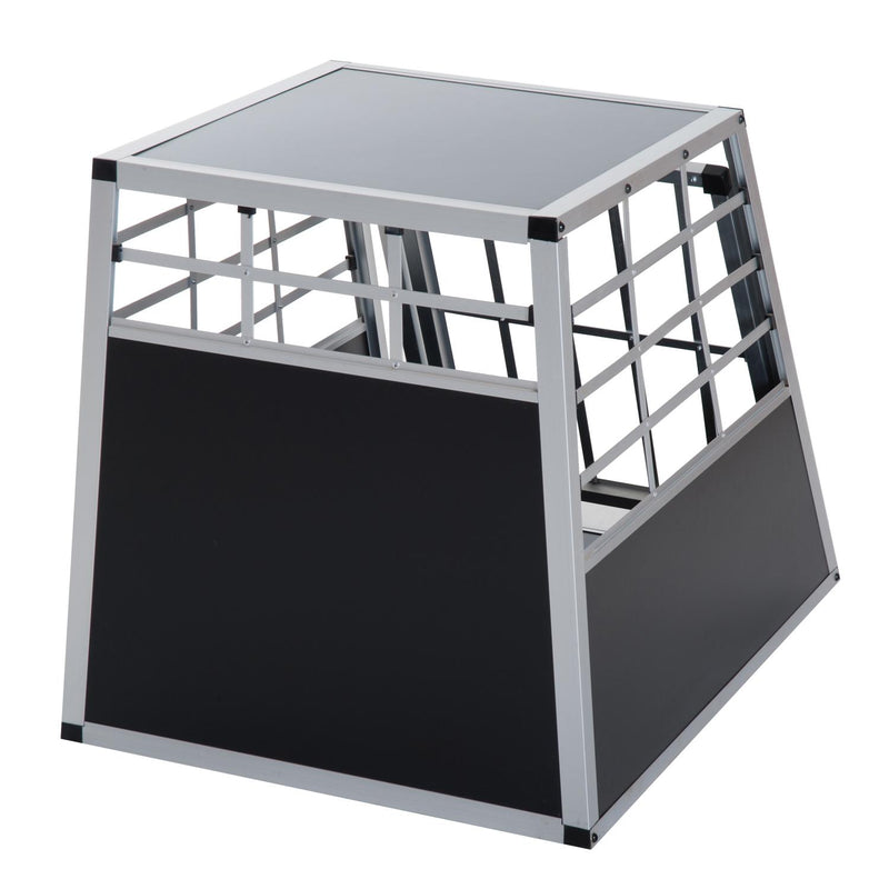 Gabbia Box per Trasporto Cani Lega d'alluminio Nero argento 65x91x69 cm 