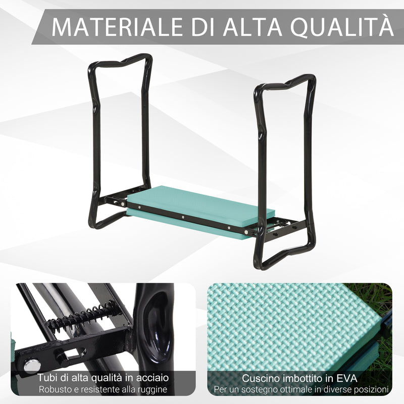 Inginocchiatoio da Giardino Pieghevole in Acciaio con Cuscinetto in Gommapiuma 58x28x49 cm 