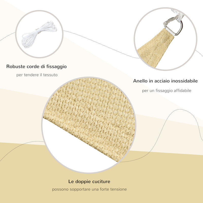 Tenda Vela da Giardino Triangolare 3x3x3m in HDPE Sabbia 