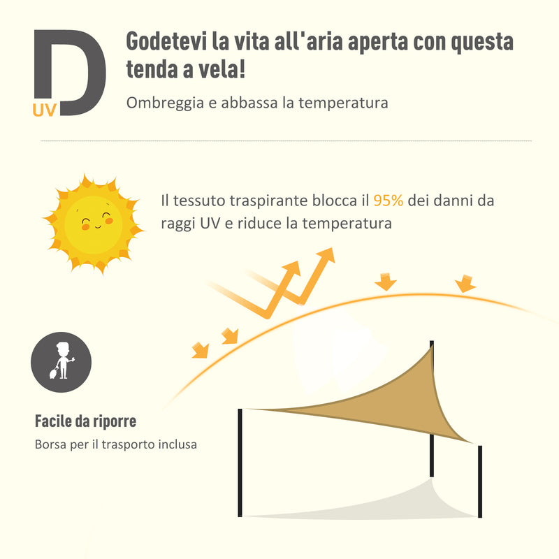 Tenda Vela da Giardino Triangolare 5x5x5m Beige 