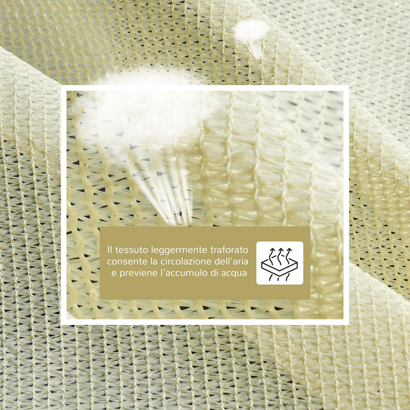 Tenda Vela da Giardino Rettangolare 3x4m in HDPE Crema 