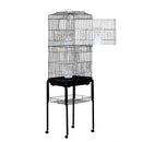 Voliera Gabbia per Uccelli con Ruote in Metallo Nero 47.5x37x153 cm 
