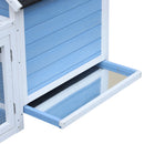 Pollaio per Galline con Corsa Vassoio di Nidificazione Rimovibile in Legno Bianco e Blu 180x90.1x78.6 cm 