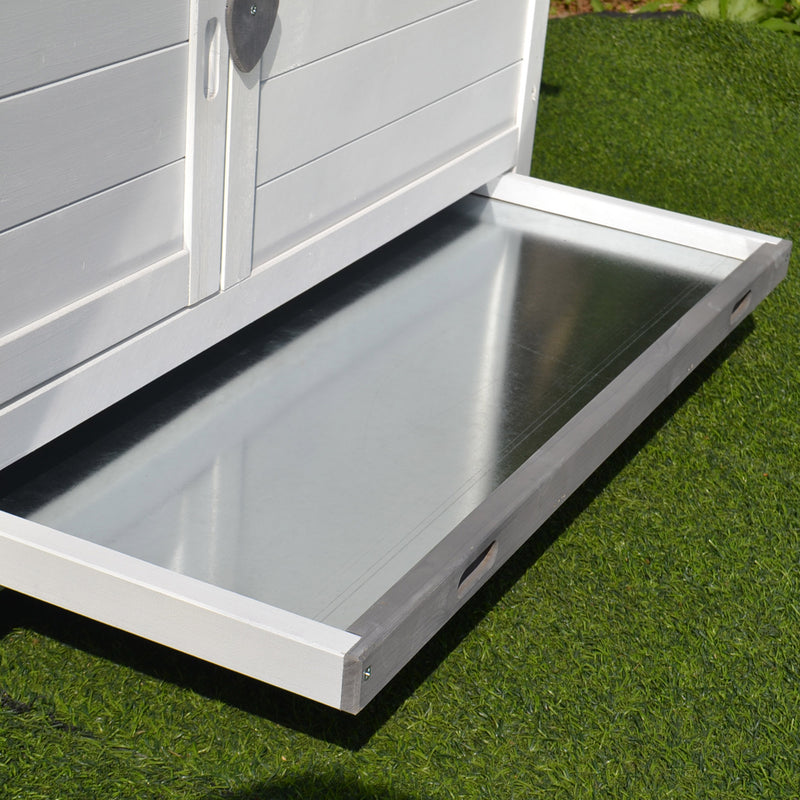 Pollaio da Giardino con Corsa e Tetto Impermeabile Grigio e Bianco 166x121.5x112 cm 