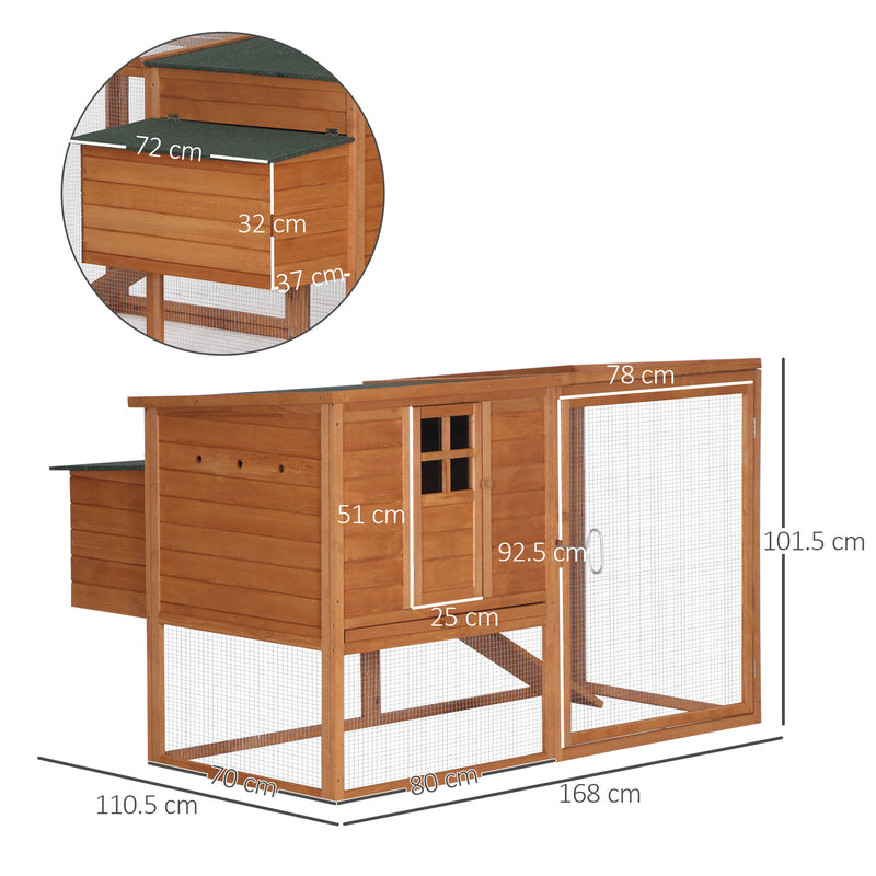 Pollaio con Nidificazione e Area di Corsa in Legno 168x110.5x101.5 cm 