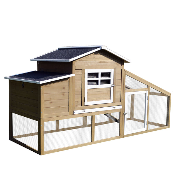 online Poulailler de jardin pour poules avec enclos et zone de nidification Plateau amovible 200x80x105 cm