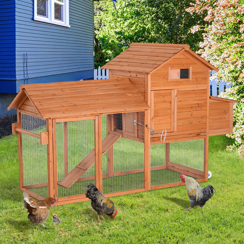 Pollaio Gabbia per Galline da Giardino con Ruote e Nidificazione in Legno 213x91x122 cm 