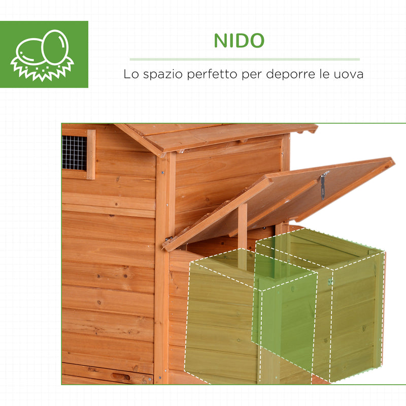 Pollaio Gabbia per Galline da Giardino con Ruote e Nidificazione in Legno 213x91x122 cm 