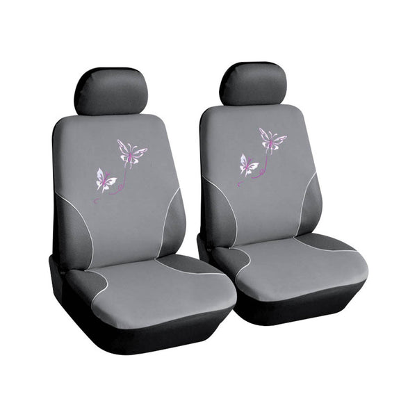Paire de Housses de Sièges Avant Universelles en Polyester Papillon Gris et Éponge acquista