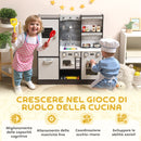 Cucina Giocattolo per Bambini 3-8 Anni con Accessori Frigo Lavandino e Suoni in Legno Marrone      