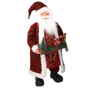 Babbo natale in tessuto damascato rosso con pacchi regalo cm xh80