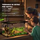 Terrario per Rettili Rialzato 50x30x25 cm con Serratura e Termometro in Vetro e Rete Metallica Nero  