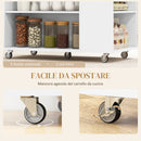 Carrello da Cucina Piano in Legno Isola Multiuso con Portaspezie e Portasciugamani 86,5x47x88 cm in Legno Bianco  
