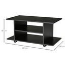 Mobile TV in Legno con Ruote Nero 40x40x80 cm 