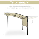 Pergola da Giardino 300x250x200-250A cm in Acciaio con Copertura in Tessuto Beige