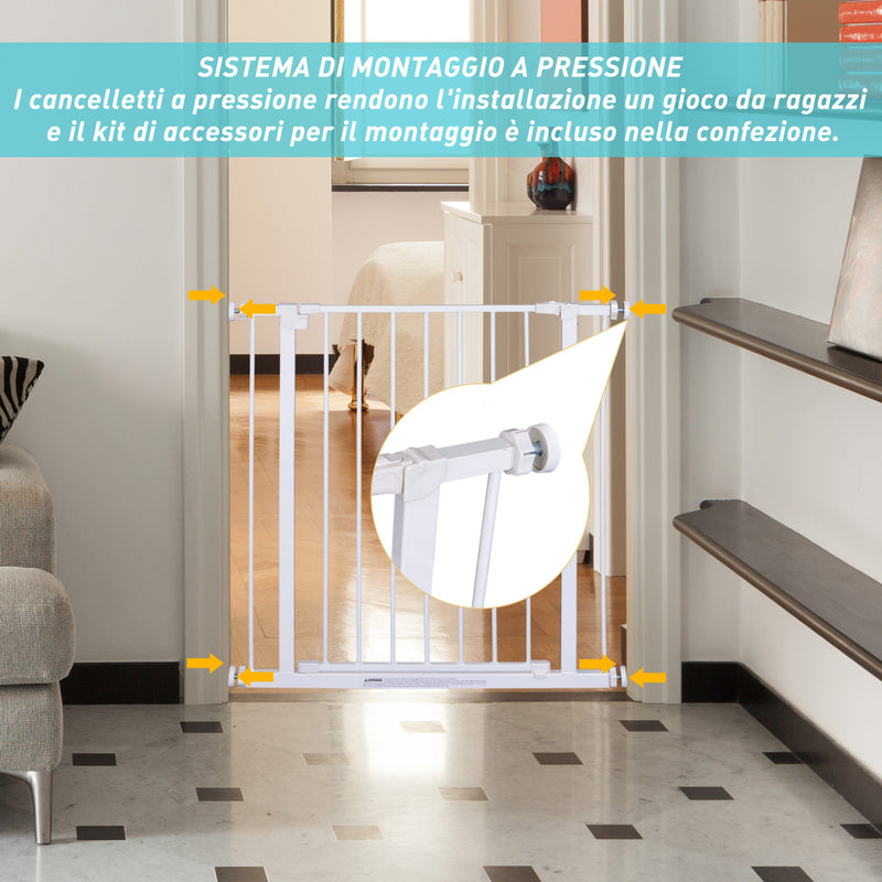 Cancelletto di Sicurezza per Animali Domestici Bianco 76x72-82 cm 