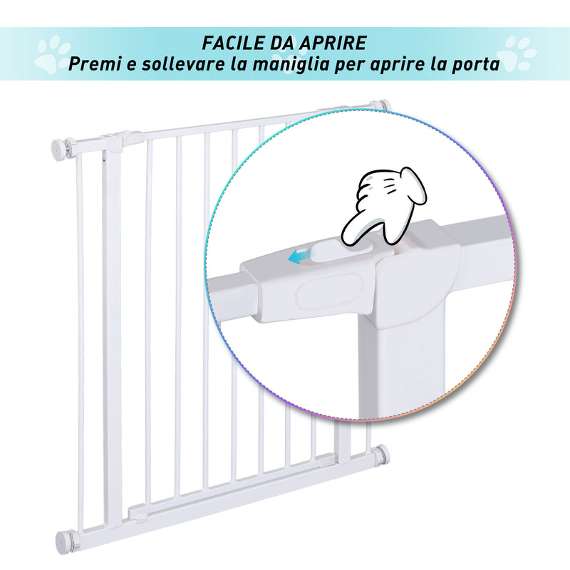 Cancelletto di Sicurezza per Animali Domestici Bianco 76x72-82 cm 