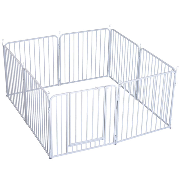 Clôture en Métal pour Animaux de Compagnie pour Extérieur Blanc 8 Éléments 80x80 cm acquista