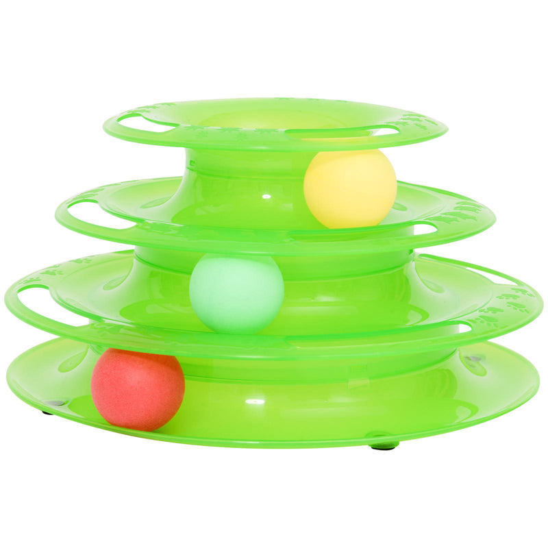 Torretta per Gatti a Tre Livelli con Palline Gioccatolo Verde 