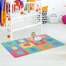 Tappeto per Bambini Puzzle Forme Geometriche 12 Tessere 31x31 cm Colorato 