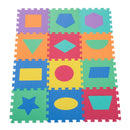 Tappeto per Bambini Puzzle Forme Geometriche 12 Tessere 31x31 cm Colorato 