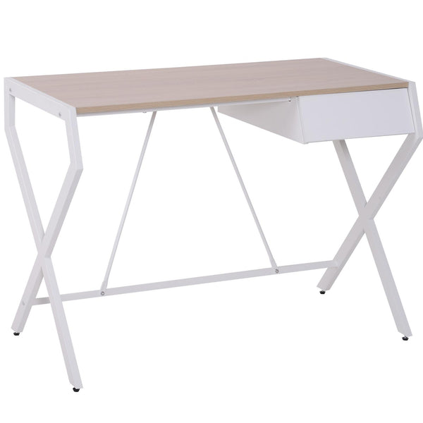 sconto Bureau en Chêne et Acier Blanc 105x56x75 cm