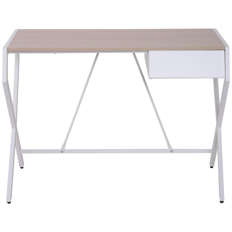 Scrivania per Ufficio in Acciaio Rovere e Bianco 105x56x75 cm 