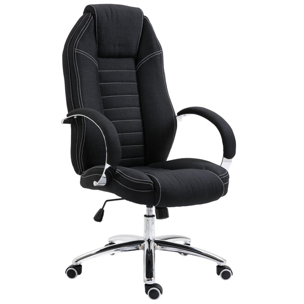 Chaise de bureau présidentielle pivotante en lin respirant noir online