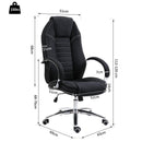 Sedia Poltrona da Ufficio Presidenziale Girevole in Lino Traspirante Nero 