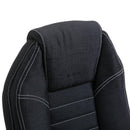 Sedia Poltrona da Ufficio Presidenziale Girevole in Lino Traspirante Nero 