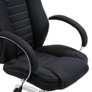 Sedia Poltrona da Ufficio Presidenziale Girevole in Lino Traspirante Nero 