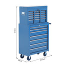 Carrello Porta Attrezzi da Officina Professionale Cassettiera in Lamiera Blu 61.5x33x113 cm 