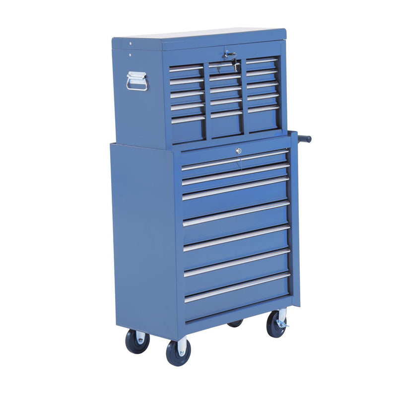 Carrello Porta Attrezzi da Officina Professionale Cassettiera in Lamiera Blu 61.5x33x113 cm 