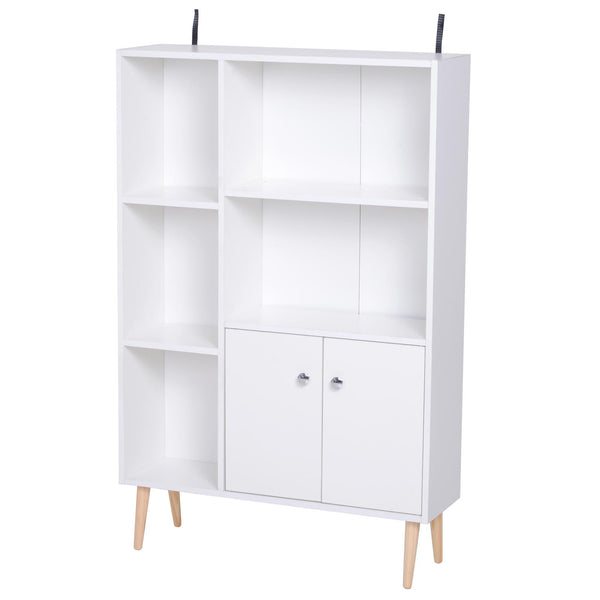 Meuble bibliothèque avec pieds en bois de pin blanc 80x23,5x118 cm acquista