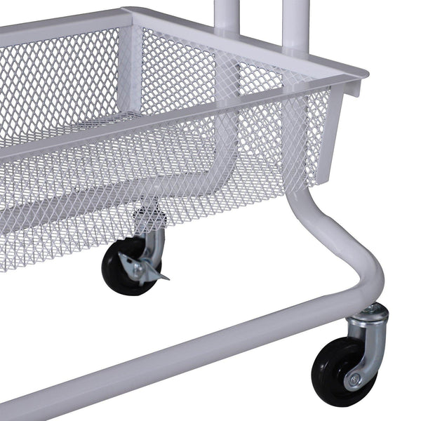 sconto Desserte de cuisine polyvalente à 3 niveaux en acier maillé blanc 47x38,5x89 cm