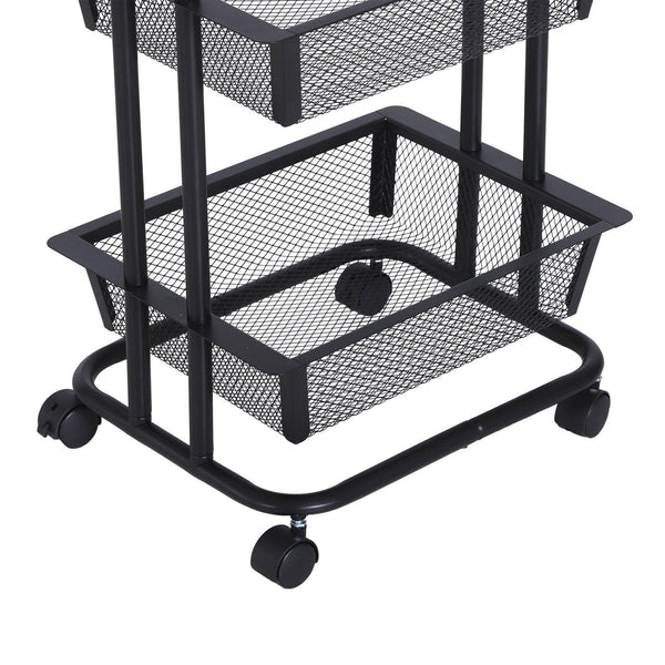 prezzo Desserte de cuisine polyvalente peu encombrante 3 niveaux en acier grillagé noir 40x30x79 cm